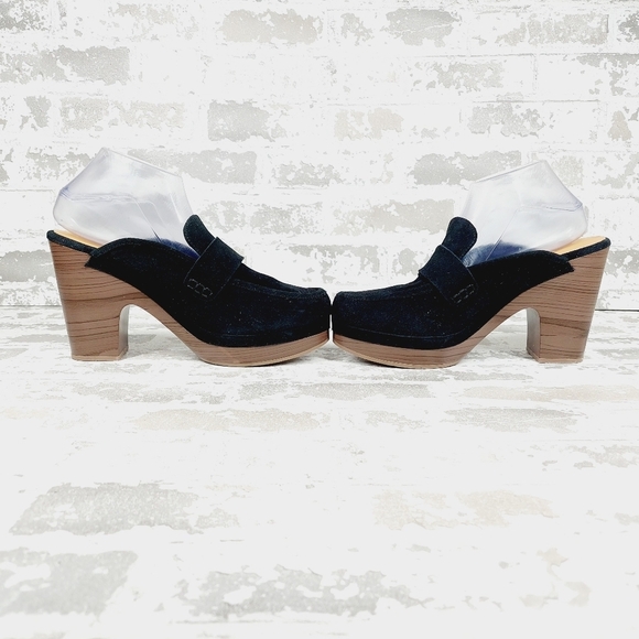 New Splendid Vina Black Suede Platform Slip On Clogs E101 - Picture 7 of 13